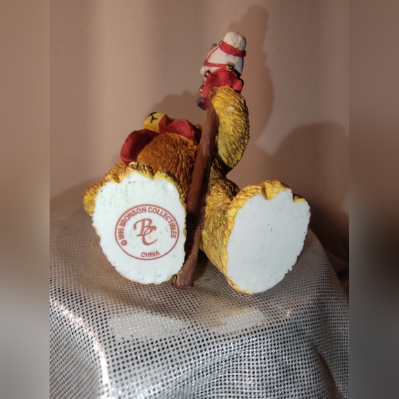 1995 BC Bronson Collectibles| Brown Bear With Feather Hat Riding a Toy Horse - Picture 5 of 7